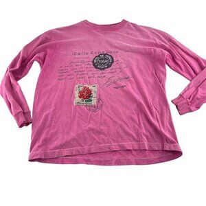 Rose Tomato Vintage Long Sleeve T Shirt Women's Medium‎ Pink